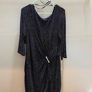 Black Sparkle Long Sleeve Dress